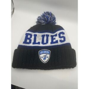 Pukka Inc BLUES Knit Beanie Pom‎ Pom Winter Hat Adult One Size Black Blue White
